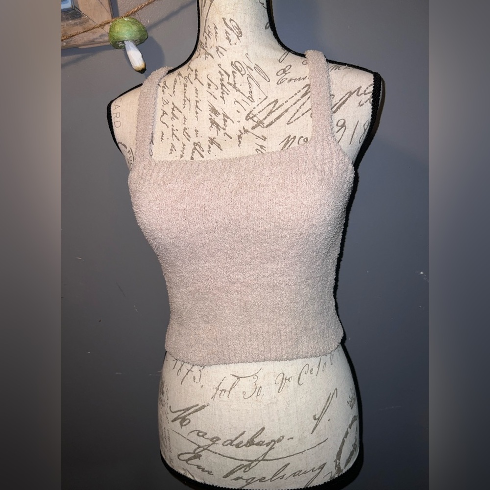 Fuzzy cropped tank top